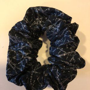 New Handmade Black and Silver Premium Cotton Scrunchie with Wide Elastic